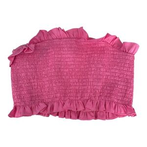🔹5/$25🔹 Pink Strapless Smocked Ruffle Tube Top. Size Medium